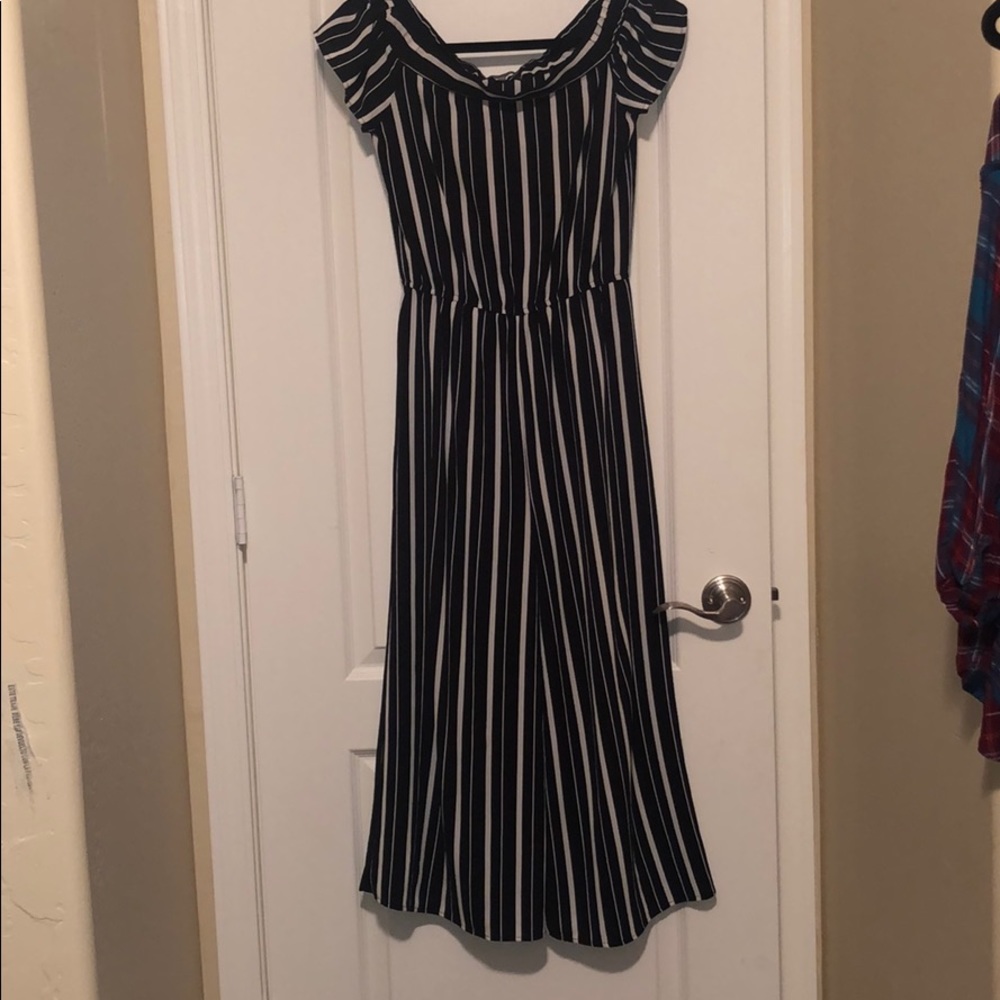 Striped short sleeve jumpsuit